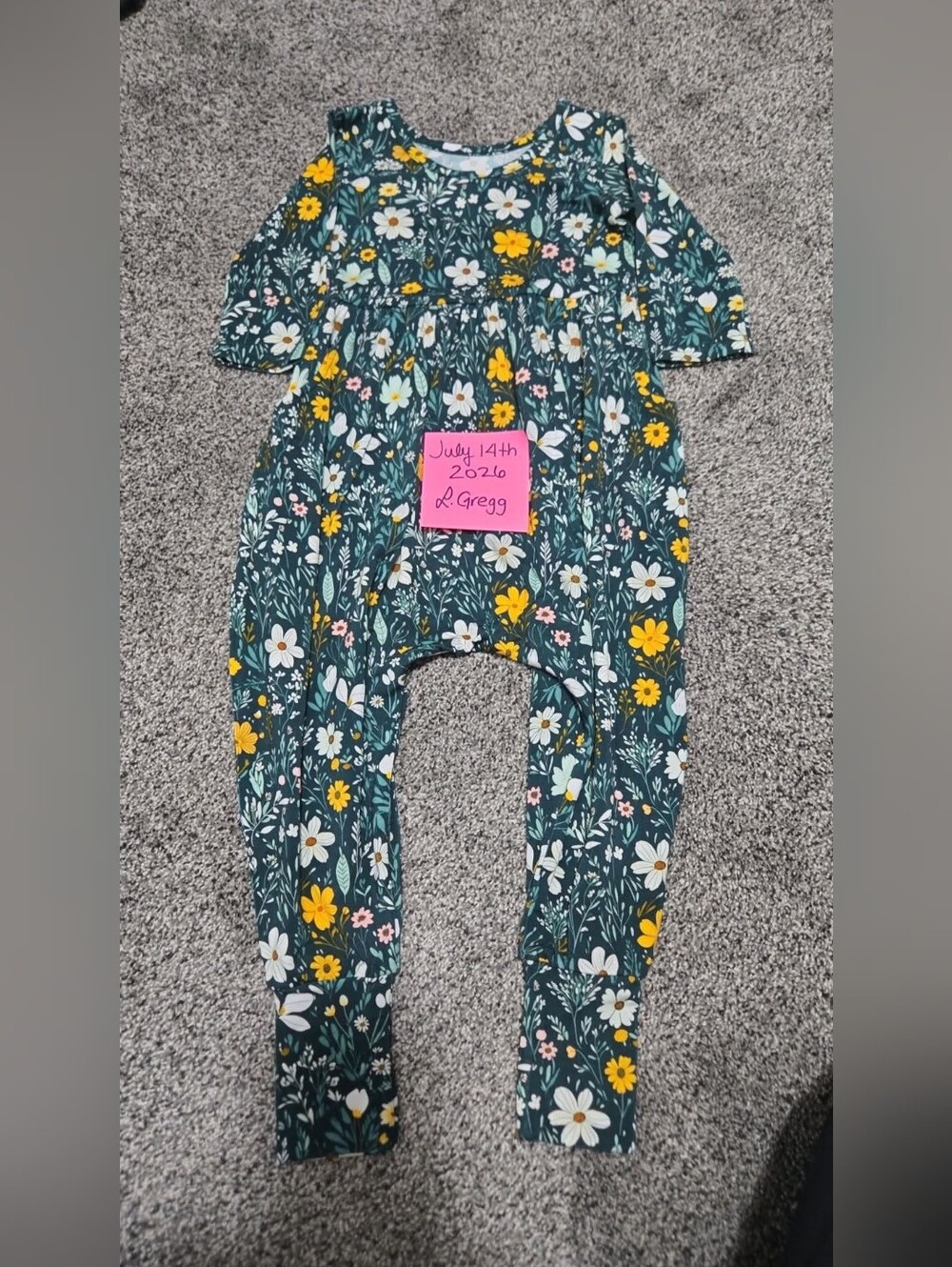 Floral Green Kids One-Piece Romper